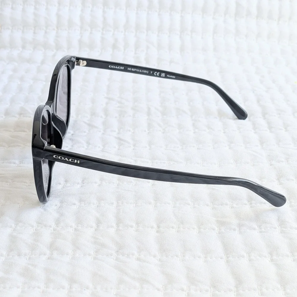 NWT Coach Square Frame Polarized Sunglasses HC8271U L1101‎ w Original Case Black